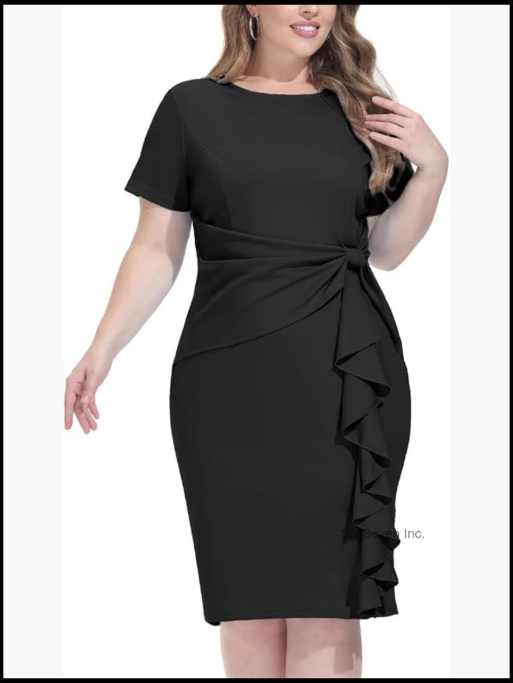 Plus Size Vintage Ruffle Peplum Pencil Dress Work Cocktail Night